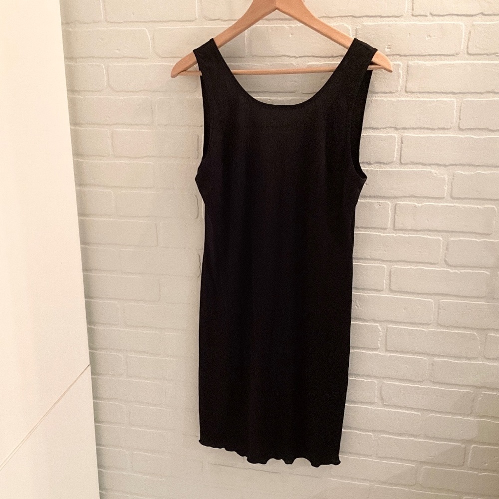 Imperial Slip dress Mini Lettuce hem Dark romantic Soft Black Sz M Like new